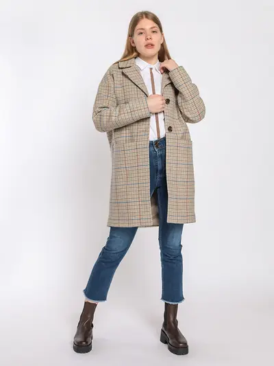 Пальто из шерсти в клетку